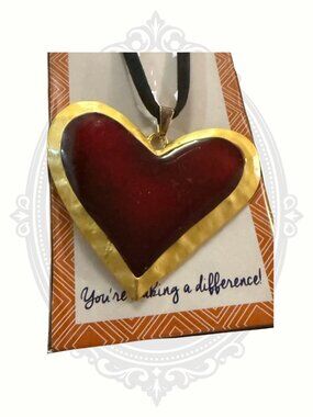 ClaudiaG Oversized Burgundy Red Heart Necklace NWT Rare Boutique Statement Piece